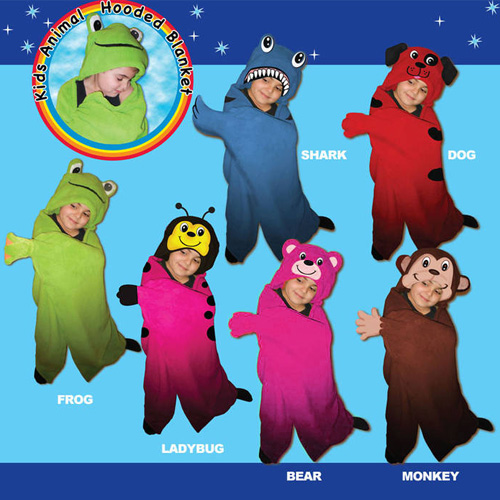 Kids Hooded Animal Blanket - Frogs, Dogs, Bears (and More), Oh My!