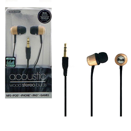 Wooden Digital Earbuds - Made with real wood!  SHIPS FREE!