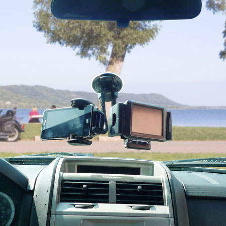 Universal Dual Car Windshield Swivel Mount Holder for GPS/Cellphone/MP3 Player