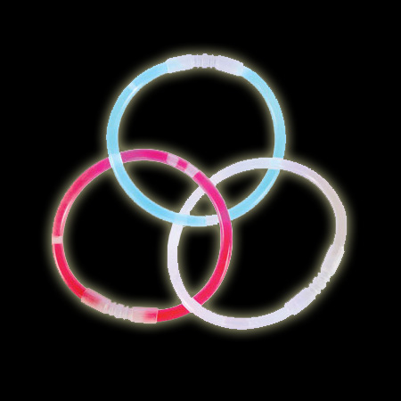 3 pc Glow Sticks - Red, White & Blue - Makes 3 Bracelets or 1 Necklace