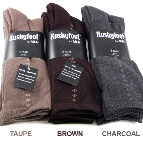 Kushyfoot Mens Padded & Comfortable Dress Socks 3 Pack - SHIPS FREE!