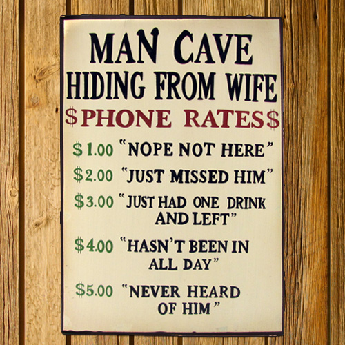 Man Cave - Hiding From Wife - Wooden Sign