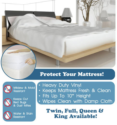 Waterproof Soft Vinyl Mattress Protector - Available in Twin, Full, Queen and King!