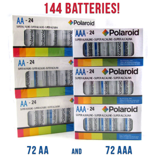 144 Polaroid Batteries - 72 AA & 72 AAA - SHIPS FREE