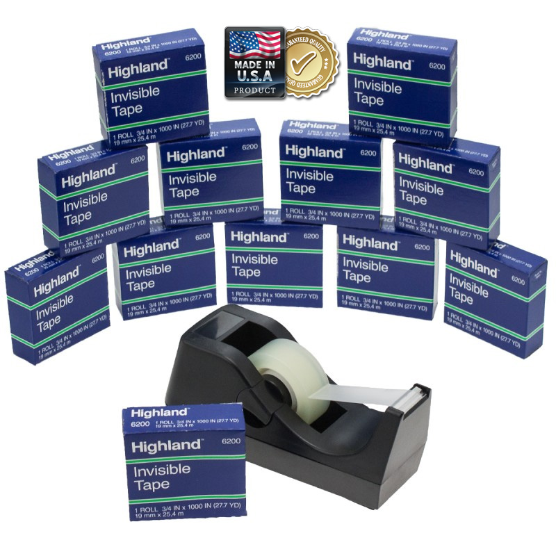3M Highland Desktop Tape Dispenser and 12 Rolls Invisible Tape - $13.99 SHIPS FREE