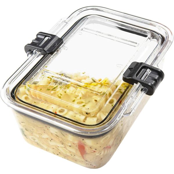 Futura 37 oz Silver Plastic Take Out Container - with Clear Lid,  Microwavable, Inserts Available - 6 3/4 x 4 1/2 x 2 3/4 - 100 count box